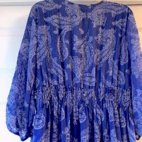 NWT JUST TAYLOR Forget Me Not Paisley Midi Dress Cobalt Chiffon 16 - Picture 5 of 8